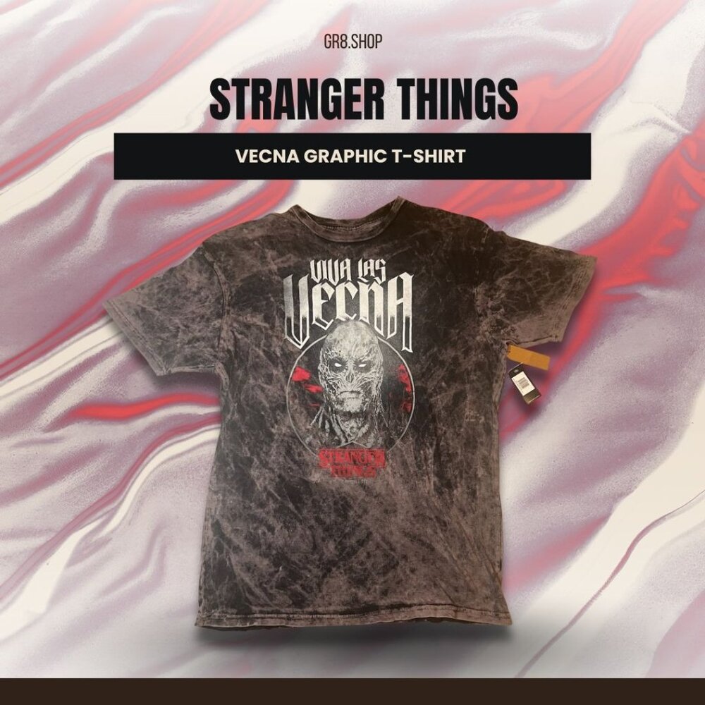 Stranger Things Viva Las Vecna Graphic T-Shirt L Netflix Official Merch 100% Cot
